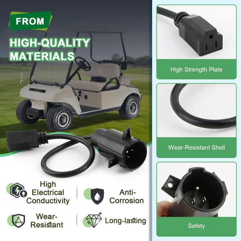 Charging Port Adapter Plug for Precedent Golf Cart Charger Replacement Parts, shown with high-quality materials and durability.