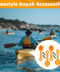 Four Pack Orange Silicone Kayak Plugs With Screws Drain Plug Kit For Canoes And Kayaks Easy Seal Waterproof Hardware Set shown on kayak.
