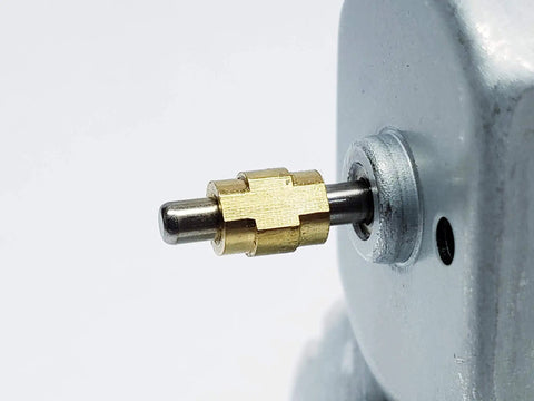 Close-up view of 4 Pack 10mm Brass Collar Shaft Door Lock Actuator Motor Replacement FC 280PT 22125 with brass collar shaft.