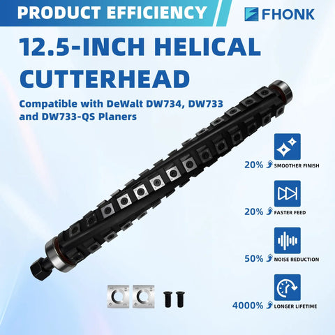 12.5 Inch Helical Cutterhead For DW733 DW734 Thickness Planer Upgrade With Spiral Cutterhead And Carbide Inserts product image