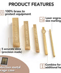 Solid Brass Setup Blocks Height Gauge Set Of Five With Laser Marked Readouts for precise woodworking equipment tuning.