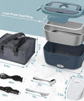Hot On The Go Electric Lunch Box Heats Your Meal Anywhere 80W Portable Food Warmer with bag and accessories, blue color