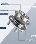 Diagram of Front Driver And Passenger CV Axle And Wheel Bearing Hub Assembly For Subaru Legacy Outback 2005 2009 parts labeled