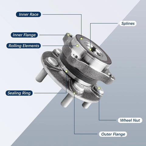 Diagram of Front Driver And Passenger CV Axle And Wheel Bearing Hub Assembly For Subaru Legacy Outback 2005 2009 parts labeled