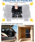 Beach Wagon With Balloon Wheels Seven Point Five Inch Soft Sand Glide Heavy Duty Cart folded in car trunk