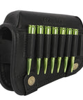 Genuine Leather Buttstock Cheek Rest with Rifle Shell Holder for Up to 8 Shells Adjustable Elastic Straps with Bottom Closure