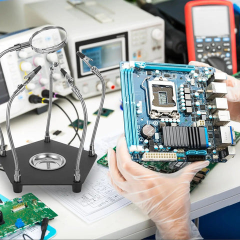 Universal Soldering Helping Hands Tool With Adjustable Arms And Stable Base For PCB Repair And Electronics Welding Station Accessories