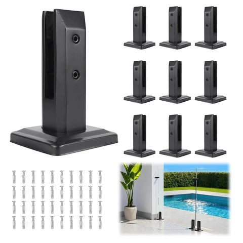 10 Pack No Drill Matte Black T304 Stainless Glass Spigots For Indoor Stairs Pool Fencing And Low Wind Outdoor Railing Clamps Each About 1.71 Lb