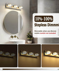Dope Four Light Chrome Finish Crystal LED Vanity Light Over Mirror Dimmable Wall Sconce For Bathrooms 28 Inch 24W 5500K Bright White