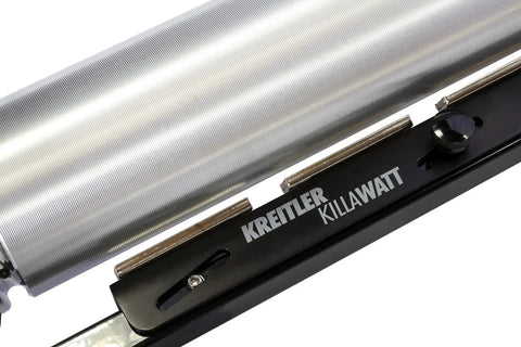 Killawatt Magnetic Resistance Unit for Rollers showing adjustable resistance on Kreitler 15-inch drums