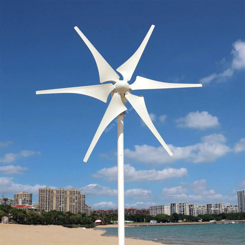 Small Wind Turbine Wheel Hub And Cap Kit for 17mm Shaft, 6 blade setup, on beach, fits 100W to 1000W horizontal DIY wind turbines