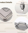 Heavy Duty Stainless Steel Toolbox With Carry Handle, Waterproof And Rustproof Utility Case details showing latches and handle