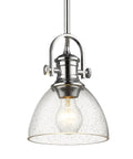 Hines Mini Pendant Light For Kitchen Island And Dining Room with chrome finish and seeded glass shade