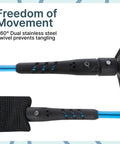 Close-up of Storm 8mm Surfboard Leash 8 Ft Premium Leg Rope With No Rusting Stainless Steel Swivels in Koru Dark Blue