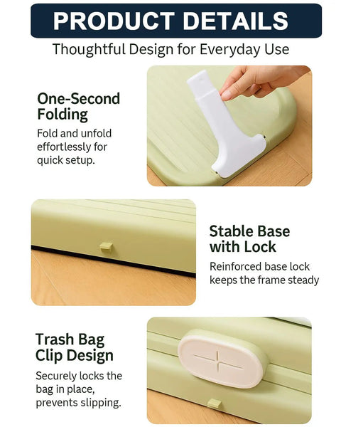 Foldable Trash Bag Holder For On The Go Cleanup Lightweight Collapsible Trash Bag Stand with locking base and clip design