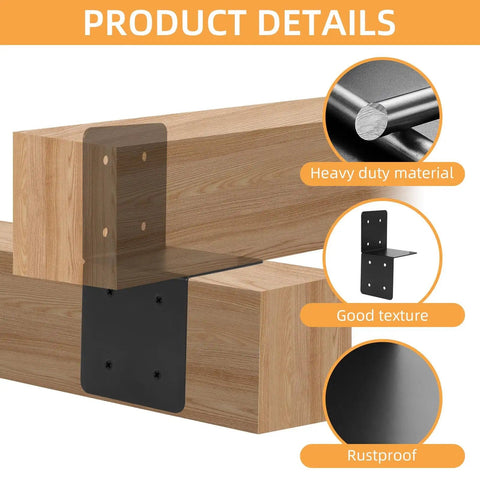4 Piece Joist Anchor Connectors For 4x4 And 4x6 Wood Posts Heavy Duty Carbon Steel Mounting Brackets illustration and features