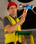 Worker using Copper And Aluminum Tubing Bender Kit One Quarter Inch To Seven Eighths Inch With Ratcheting Workhorse Pipe Bender