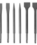 6 Piece SDS Hammer Drill Chisel Set with Carrying Case, Pointed and Flat Chisels, Wide Chisel, 40Cr Steel, Heat Treated
