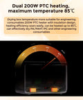 Space Pi X4 Filament Dryer Box temperature gauge showing dual 200W PTC heating up to 85C for filament drying efficiency.