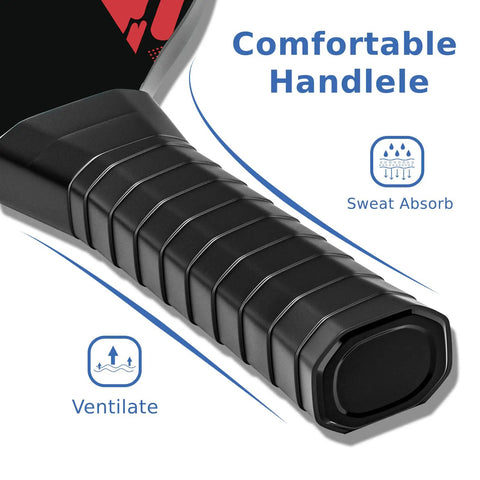 Close-up of cushioned grip handle in Premium Wood Pickleball Paddle Set For Men And Women with Comfort and Sweat Absorb features.