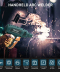Person using Portable 110V Welding Machine Kit With IGBT Inverter Arc Welder, MMA Gun in workshop setting