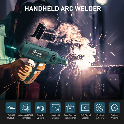 Person using Portable 110V Welding Machine Kit With IGBT Inverter Arc Welder, MMA Gun in workshop setting