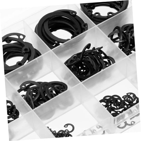 Assorted Elastic Circlip Bearing Clips Set in plastic box, showing retaining rings and metal snap rings for machinery projects