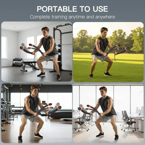 Man using Ropeless Battle Ropes For Home Gym 2 Pack Quiet Cordless Ropes for strength HIIT and low impact cardio in various settings.
