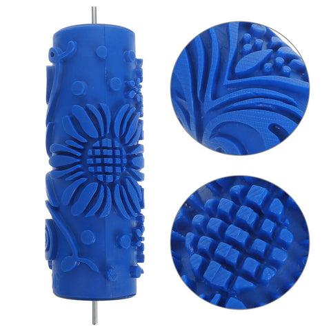 Patterned Paint Roller Brings Flower Wall Art Vibes To Quick Home Decor Refreshes And Furniture Printing Projects Making Each Room A Total Game Changer Always blue rubber texture roller with floral design.