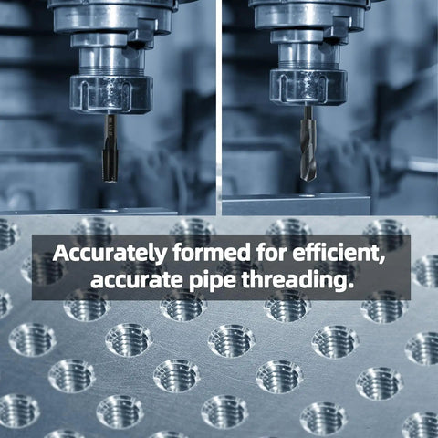 1/4-18 NPT Pipe Tap and 7/16 Inch Drill Bit Set Carbon Steel in machining process