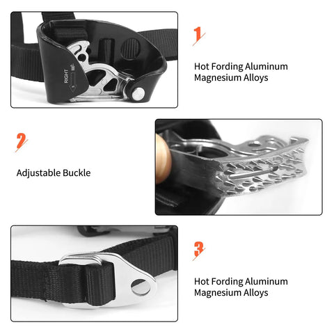 Right Foot Ascender for Climbing and Rappelling Pro Grade Lightweight Aluminum Magnesium Alloy with adjustable buckle.