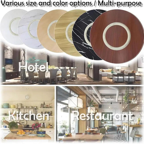Rotating Wooden Lazy Susan For Dining Table 80cm Round Dope Serving Tray In Six Colors setup in kitchen and dining areas