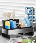 Stainless Steel Sink Caddy With Sponge Holder And Brush Holder Plus Towel Rack And Soap Dispenser Kitchen Sink Organizer For Countertop