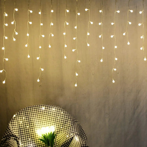 Fairy Curtain Lights USB Powered And Battery Operated 13ft 96 LED Globe Icicle String For Bedroom Dorm Wedding Party