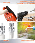 ElaraBerry 4 In One Water Pipe Wrench And Threader Tool Kit cutting PVC pipe and drill for efficient plumbing jobs.