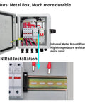 Heavy Duty 4 String PV Combiner Box With A Straight Up 15A Setup and Rock Solid Metal Housing for Reliable On Off Grid Solar Arrays, open view showing internal wiring arrangement.