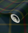 Classic Peel And Stick Wallpaper Killer Linen Weave in plaid design, rolled up, suitable for DIY rental-friendly decor.