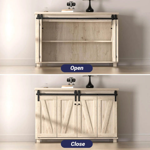 Mini Bifold Barn Door Hardware Kit 72 Inch Sliding Track For Four Doors In Frosted Black Carbon Steel on wooden cabinet