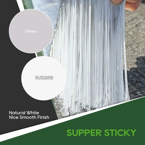Close-up of 4 Inch By 50 Ft Roof Sealant Tape for RVs, Campers, Trailers and Boats showing adhesive texture for easy leak fix.