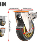Built Tough 3 Inch Heavy Duty Rubber Swivel Casters With Locking Brakes Quiet Industrial Grade Wheels detailed measurements and features.