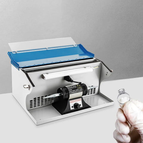 200W Jewelry Polishing Machine Desktop Buffing Tool With Light 110V 0 To 10000 RPM All In One Bench Polisher with handheld ring