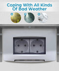 Tough As Nails Stainless Steel Doorbell Cover Plus Weatherproof Electrical Outlet Protector Shield Box For EV Charging Stations showing dual outlets.