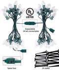 Outdoor Christmas Pathway Lights 26 Ft Connectable C9 LED String Lights Waterproof With 20 LEDs And Stakes For Walkway Driveway
