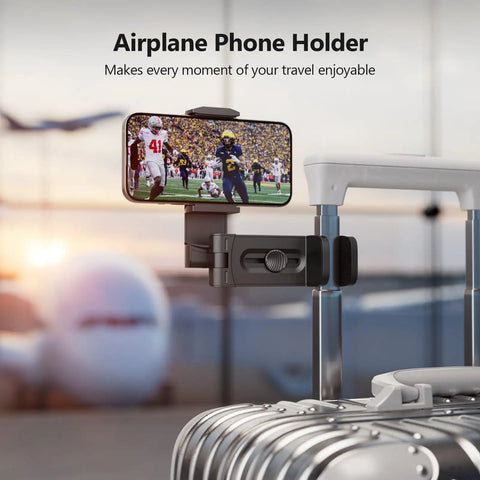 Airplane Travel Phone Holder Mount For Flying Universal attached to suitcase handle holding phone with game