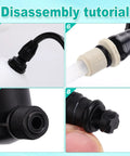 Disassembly tutorial for 2 Sets O Rings Seal Gasket Kit For Sprayers Piston Pump Repair Includes 12 Gaskets In 4 Sizes And 2 Rubber Base Pads Durable Premium Rubber Seals For Garden Sprayer Replacement showing connectors and seals in close-up view.