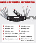 Multi tool with various hex keys and wrenches included in V Type Bike Brakes Set For MTB Front And Rear Calipers With Inner And Outer Cables