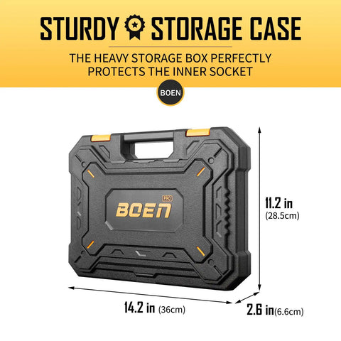 Sturdy storage case for 20 Piece One Half Inch Drive Deep Impact SAE Socket Set With Three Eighths To One And One Quarter Inch Sizes