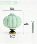 Fresh Vintage Light Green Ceramic Pumpkin Drawer Knobs And Cabinet Pulls With No Mess Installation For A Fast Furniture Glow Up That Brings Sweet Cozy Vibes To Your Kitchen And Pantry, showing size dimensions.