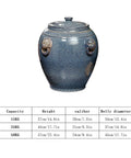 Blue And White Ceramic Rice Jar Keeps All Pantry Staples Crisp Naturally. Heavy Duty Porcelain Grain Dispenser, 50KG capacity.