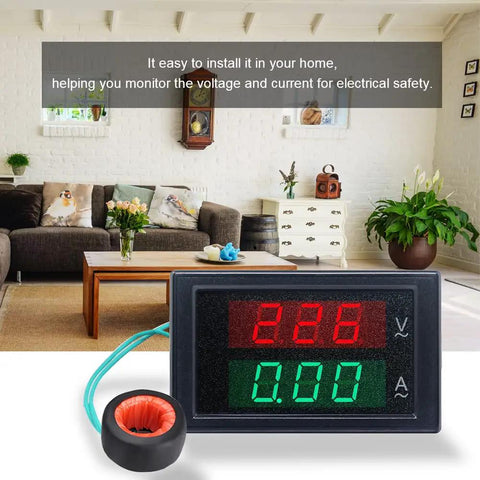 2in1 Digital AC Voltmeter Ammeter 80V-300V 0-100A Panel Meter With LED Display Dual Color Readouts Current Transformer CT Dope